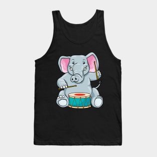 Elephant as musician with drum Tank Top